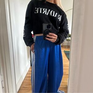 Radarte By Rodarte Cropped Black Logo Sweatshirt Size Medium